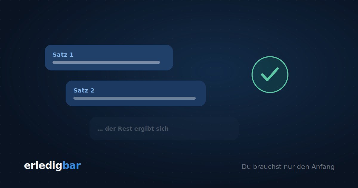 Sprechblasen Satz 1 und Satz 2, darunter verblasst der Rest ergibt sich