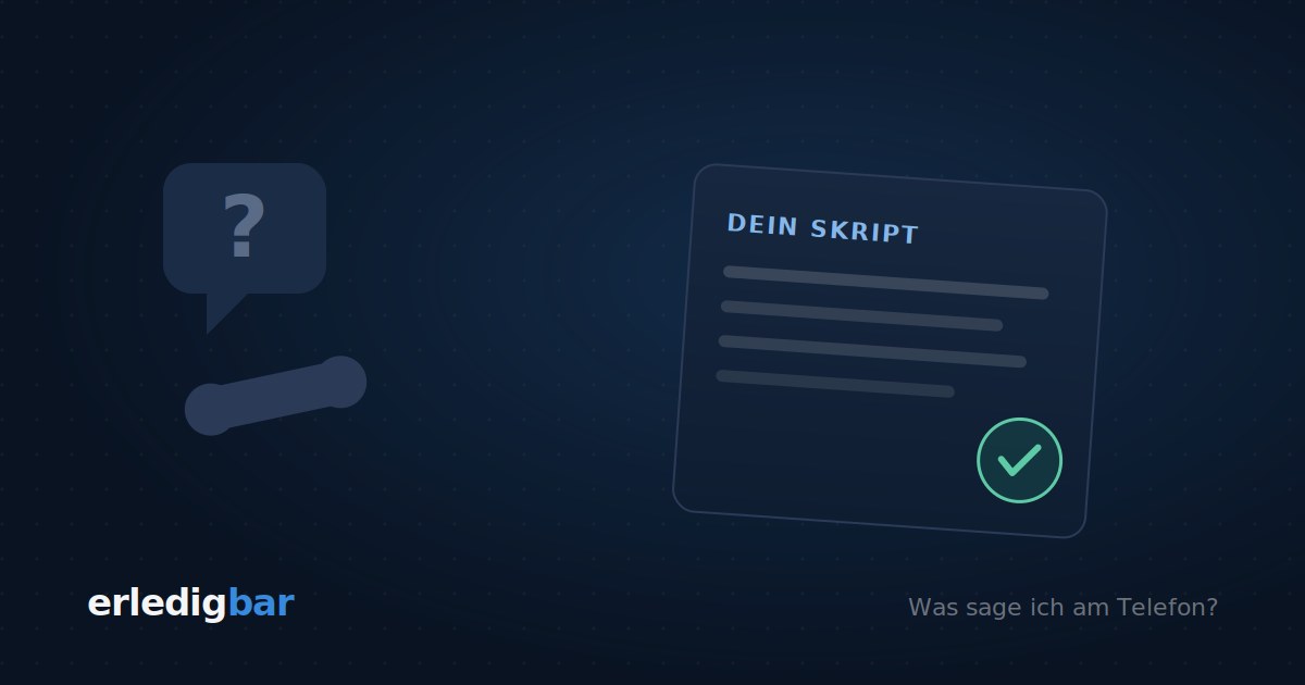Notizzettel mit der Aufschrift Dein Skript und grünem Häkchen neben einem Telefonhörer